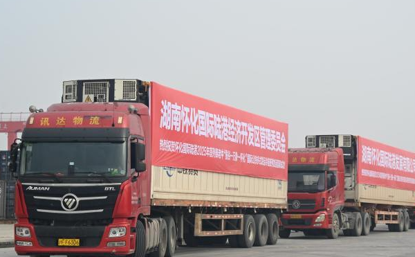 泰老中国际公铁多式联运冷链班列运抵怀化