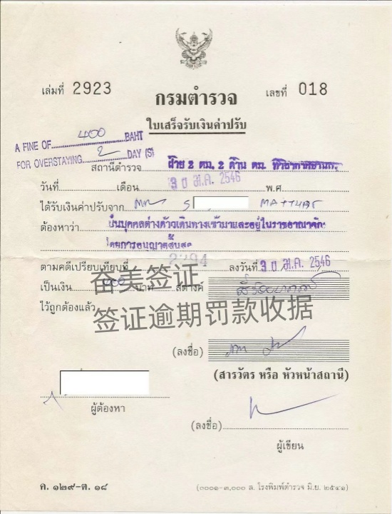 泰国签证逾期一星期要罚钱吗(能申请出境吗)